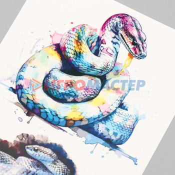 Татуировка на тело "Разноцветная змея" 10х15 см