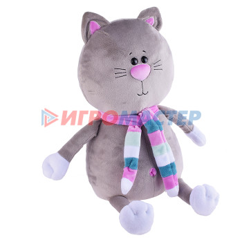 Мягкая игрушка Кот Томас (серый), с шарфиком, 35см 