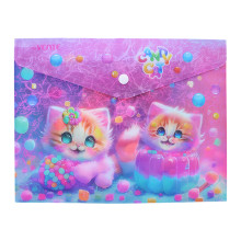 Папка-конверт на кнопке &quot;Candy Cat&quot; A5 (240x180 мм) 180 мкм, матовая полупрозрачная с рисун