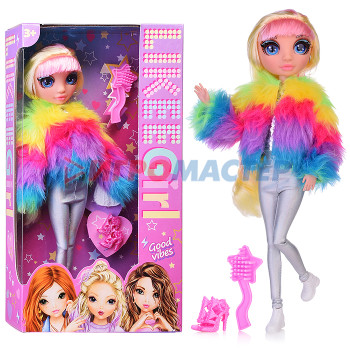 Куклы аналоги Барби Кукла 32см., (руки и ноги сгиб., реал. глаза, аксессуары, шубка и леггинсы) LIKEE GIRL в коробке