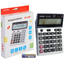 Калькулятор настольный, 140x178x46, 12 разрядный, металлическая панель, автоматиче