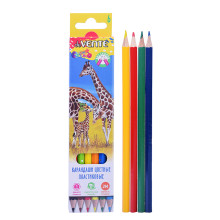 Карандаши цветные пластиковые &quot;Животный мир&quot; 06 цветов, 2М, диаметр грифеля 3 мм, шестигран