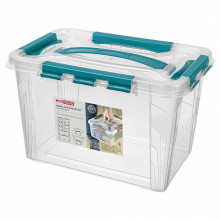 Ящик для хранения универсальный с замками "GRAND BOX", голубой, 29*19*18см, 6,65 л