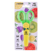 Ножницы детские &quot;Tutti-Frutti. Lemon&quot; 13,5 см, пластиковые кольца, защитный футляр с каучук