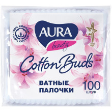 Ватные палочки AURA Beauty 100 шт пакет