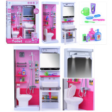 Набор мебели для кукол 818-324 &quot;Ванная комната&quot; на батарейках, розовая, в коробке