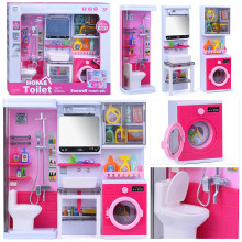 Набор мебели для кукол 818-333 &quot;Ванная&quot; на батарейках, розовая, в коробке