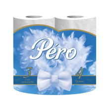 Бумага туалетная PERO WHITE 3 слоя 4 рулона, белый