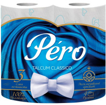 Бумага туалетная PERO TALCUM 3слоя 4рулона с голубыми цветами