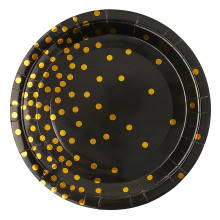 Тарелки (9&#039;&#039;/23 см) Золотое конфетти, Черный/Золото, Металлик, 6 шт.